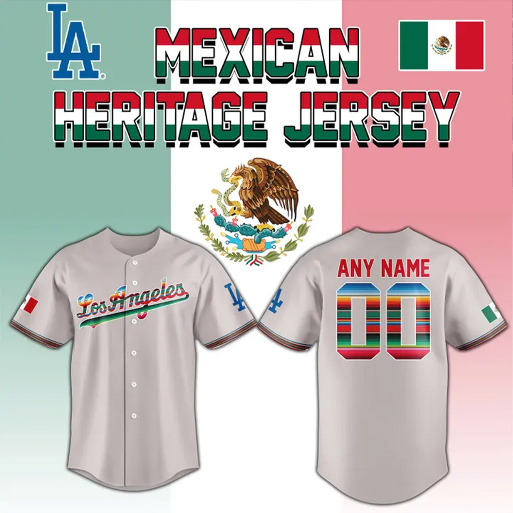 Custom Dodgers World Series Merch 2025 Mexican Heritage Night Jersey Gifts For Dad-1