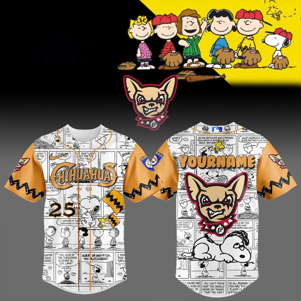 Custom El Paso Chihuahuas Peanuts Night Baseball Jersey El Paso Chihuahuas Merch For Fans-1
