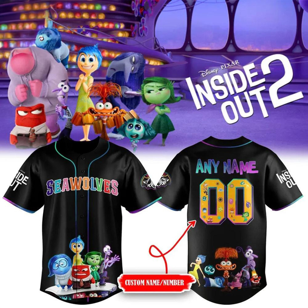 Custom Erie SeaWolves x Inside Out 2 Baseball Jersey Erie SeaWolves Merch Husband Gifts-1