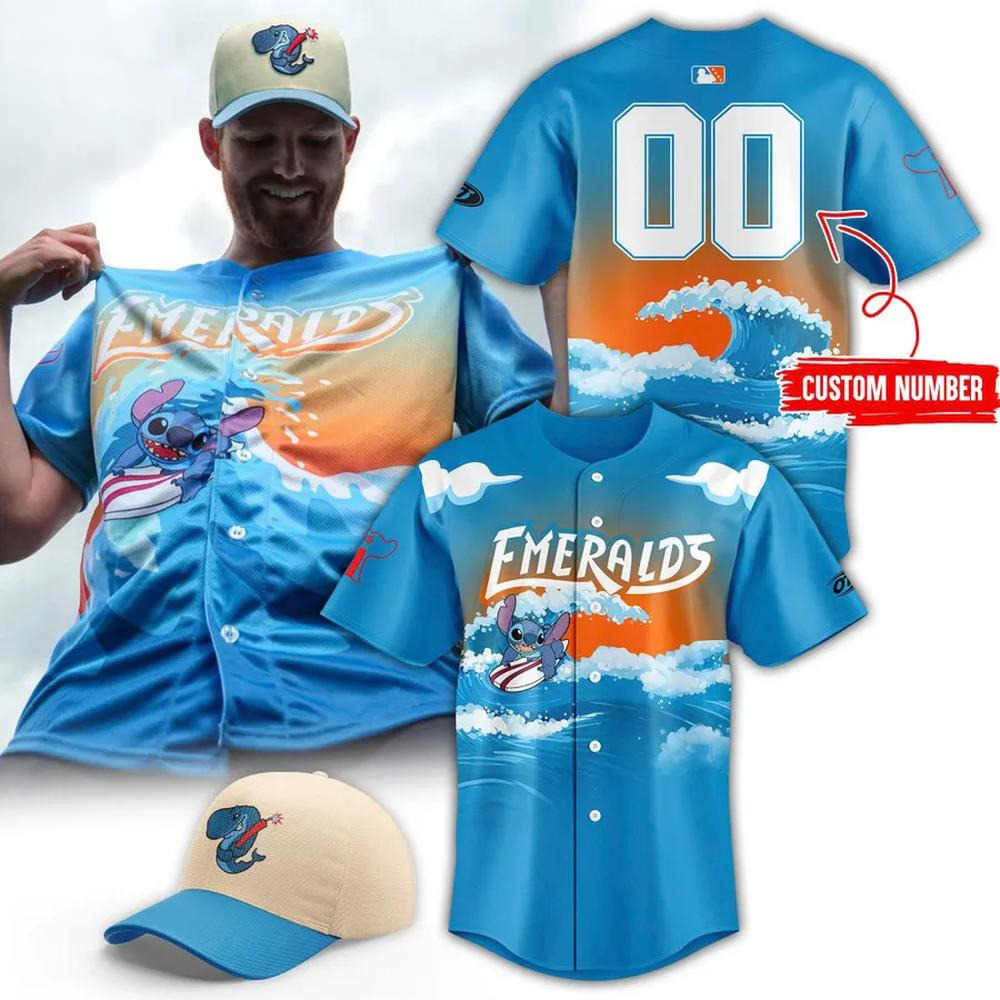 Custom Eugene Emeralds x Lilo And Stitch Night 2025 Baseball Jersey Good Fathers Day Gifts-1