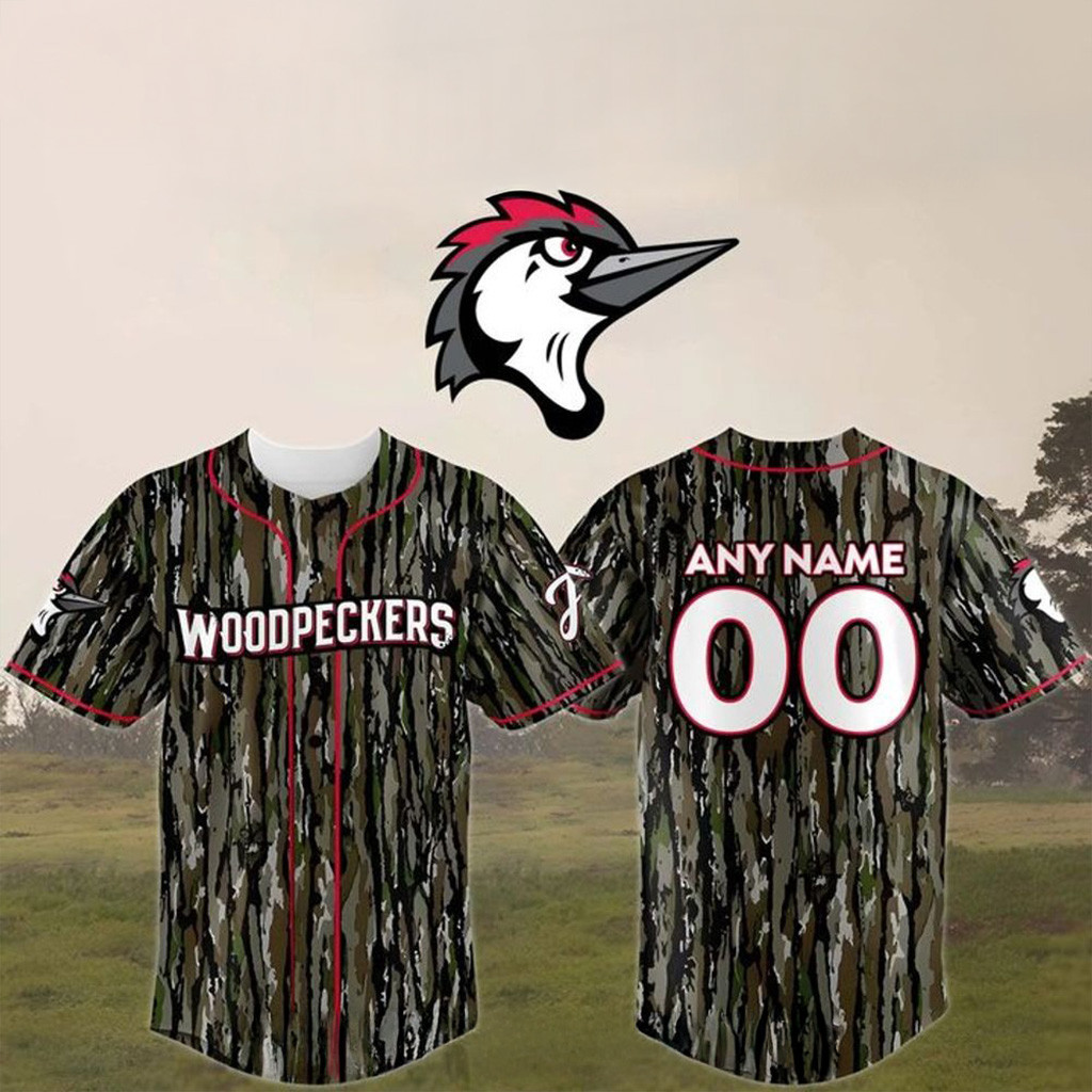 Custom Fayetteville Woodpeckers Camouflage Uniform Baseball Jersey Woodpeckers Merch-1