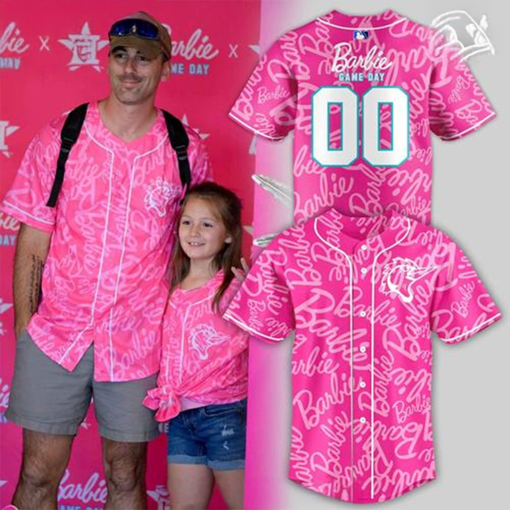 Custom Fayetteville Woodpeckers x Barbie Game Day Special Baseball Jersey Woodpeckers Merch-1