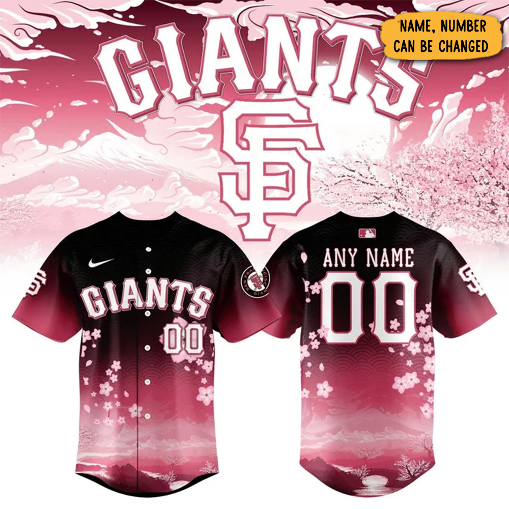 Custom Giants Cherry Blossom 2025 Jersey Presents For Football Fans-1