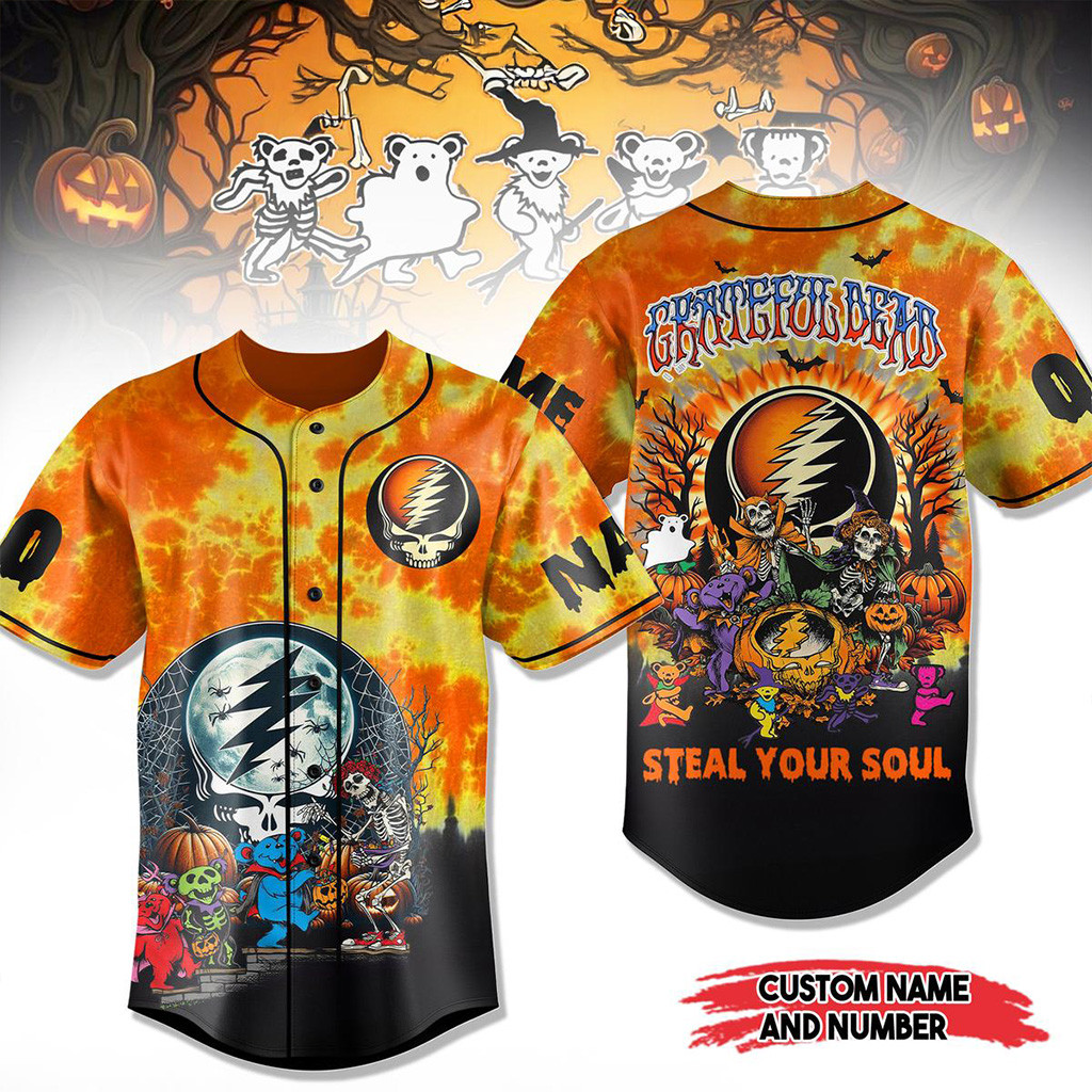 Custom Grateful Dead Steal Your Soul Happy Halloween Party Jersey Grateful Dead Merch Fans Gifts-1