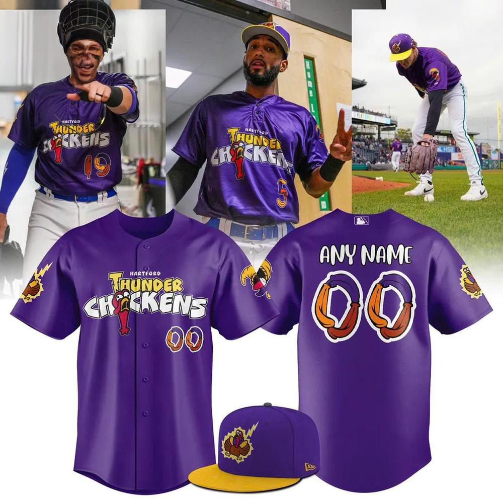 Custom Hartford Yard Goats Thunder Chickens Special Baseball Jersey Hartford Yard Goats Merch-1