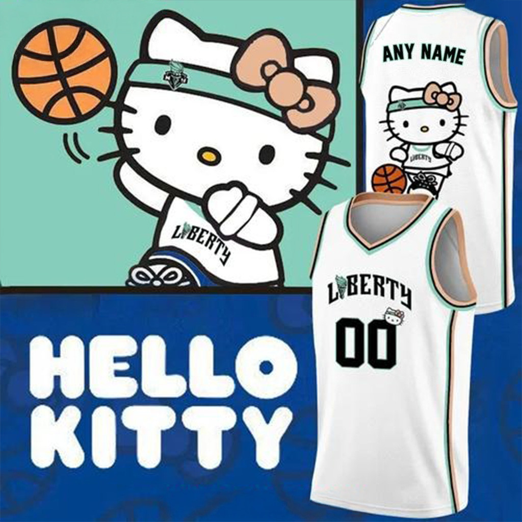 Custom Hello Kitty x New York Liberty Edition Basketball Jersey Gifts For Her-1 Custom Hello Kitty x New York Liberty Edition Basketball Jersey Gifts For Her-1