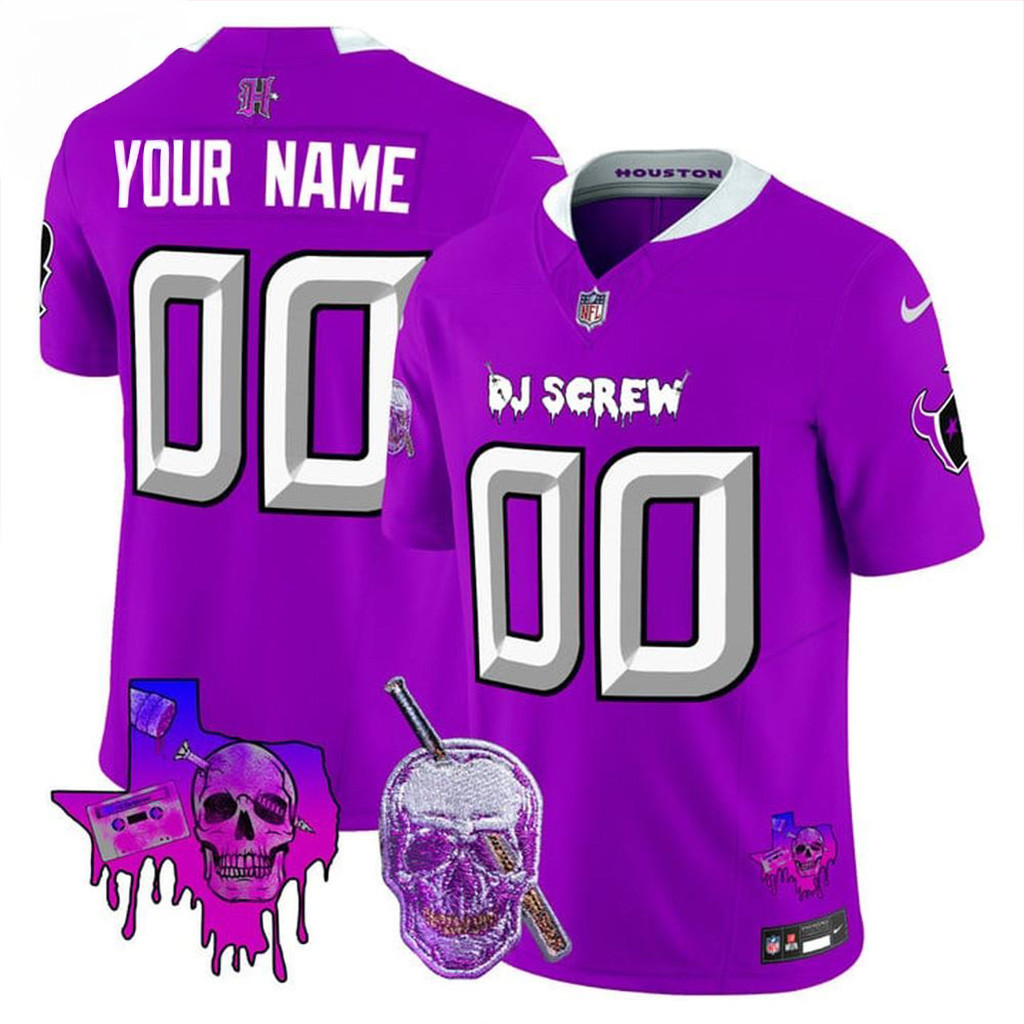 Custom Houston Texans x DJ Screw Vapor Football Jersey Houston Texans Merch Dad Gifts-1