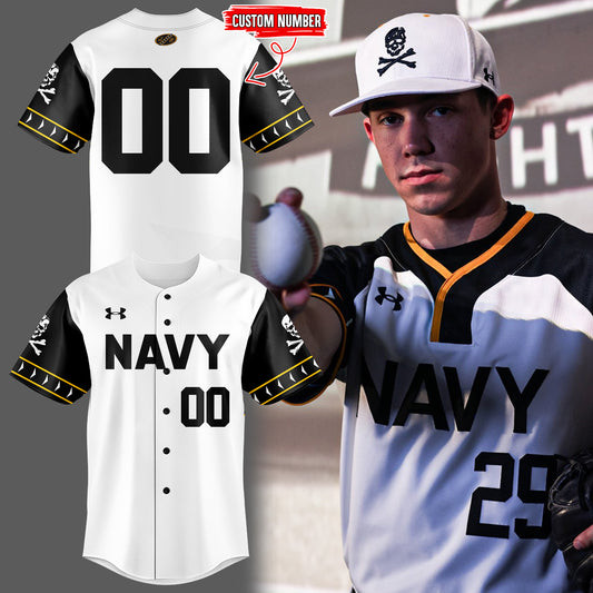 Custom Jolly Rogers Navy Midshipmen Baseball Jersey Unique Gifts For Football Lovers-1