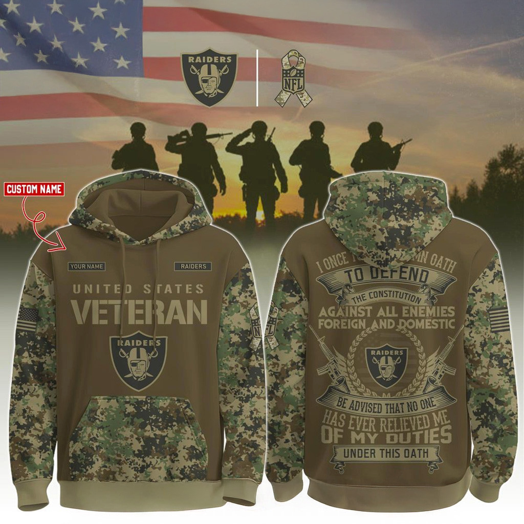 Custom Las Vegas Raiders Happy Veterans Day Night Game Hoodie Raiders Merch Husband Gifts-1
