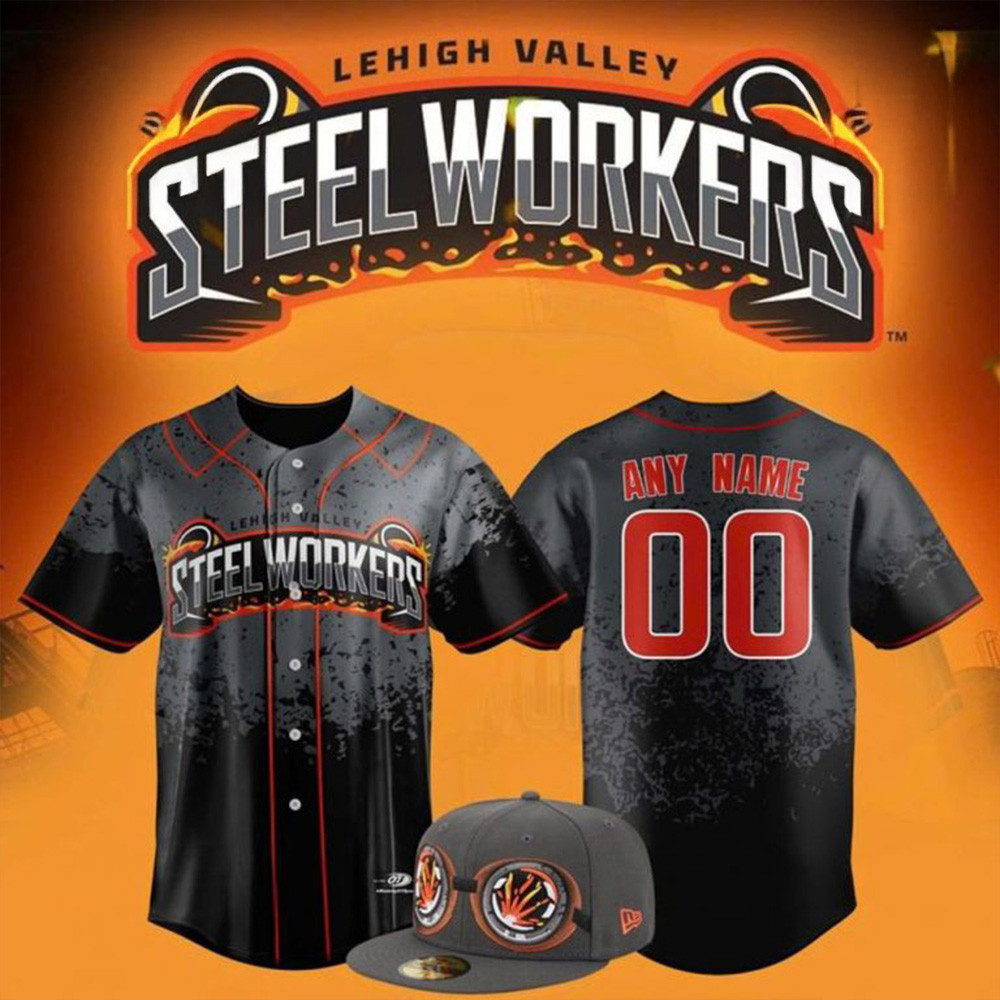 Custom Lehigh Valley IronPigs Steelworker Replica Jersey IronPigs Merch Best Father's Day Gifts-1