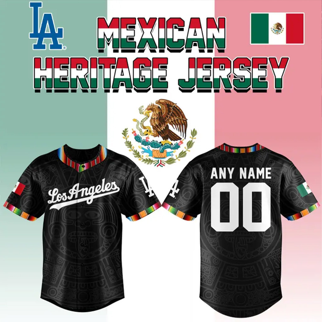 Custom Los Angeles Dodgers Back To Back Champions Jersey 2025 Mexican Heritage Night Jersey-1