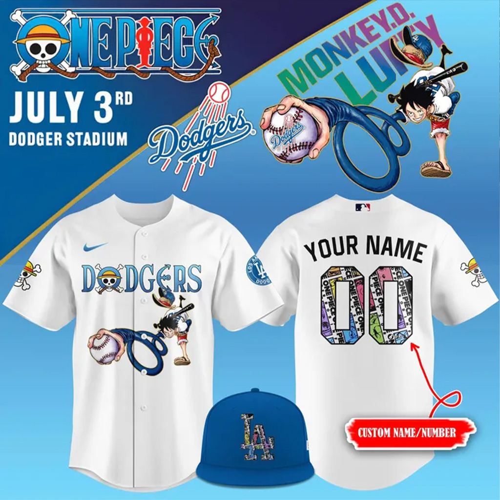 Custom Los Angeles Dodgers Back To Back Champions Jersey Dodgers x 2025 ONE PIECE Night Jersey-1
