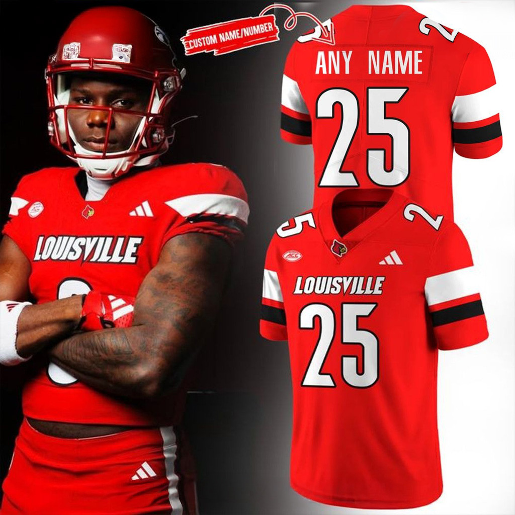 Custom Louisville Cardinals New 2025 Red Football Jersey Louisville Cardinals Merch Fans Gifts-1