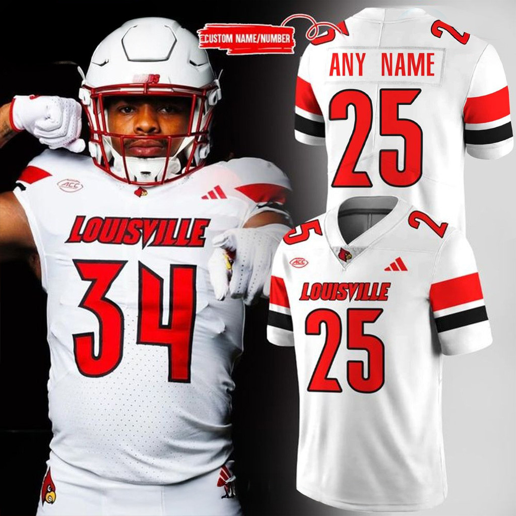 Custom Louisville Cardinals New 2025 White Football Jersey Louisville Cardinals Merch Fans Gifts-1
