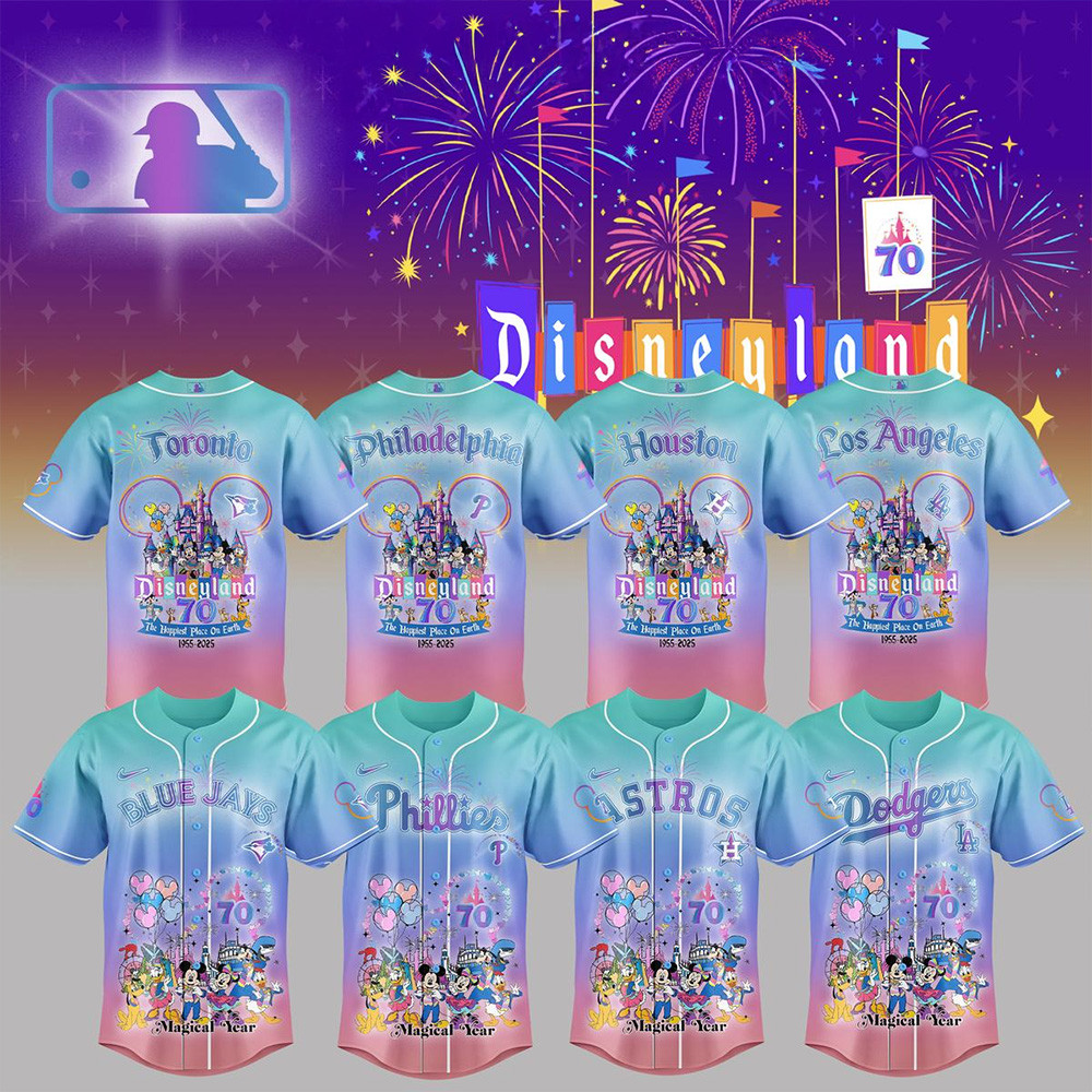 Custom MLB Team Mix Disneyland 70th Anniversary Baseball Jersey MLB Merch Gifts For Baseball Fans-1