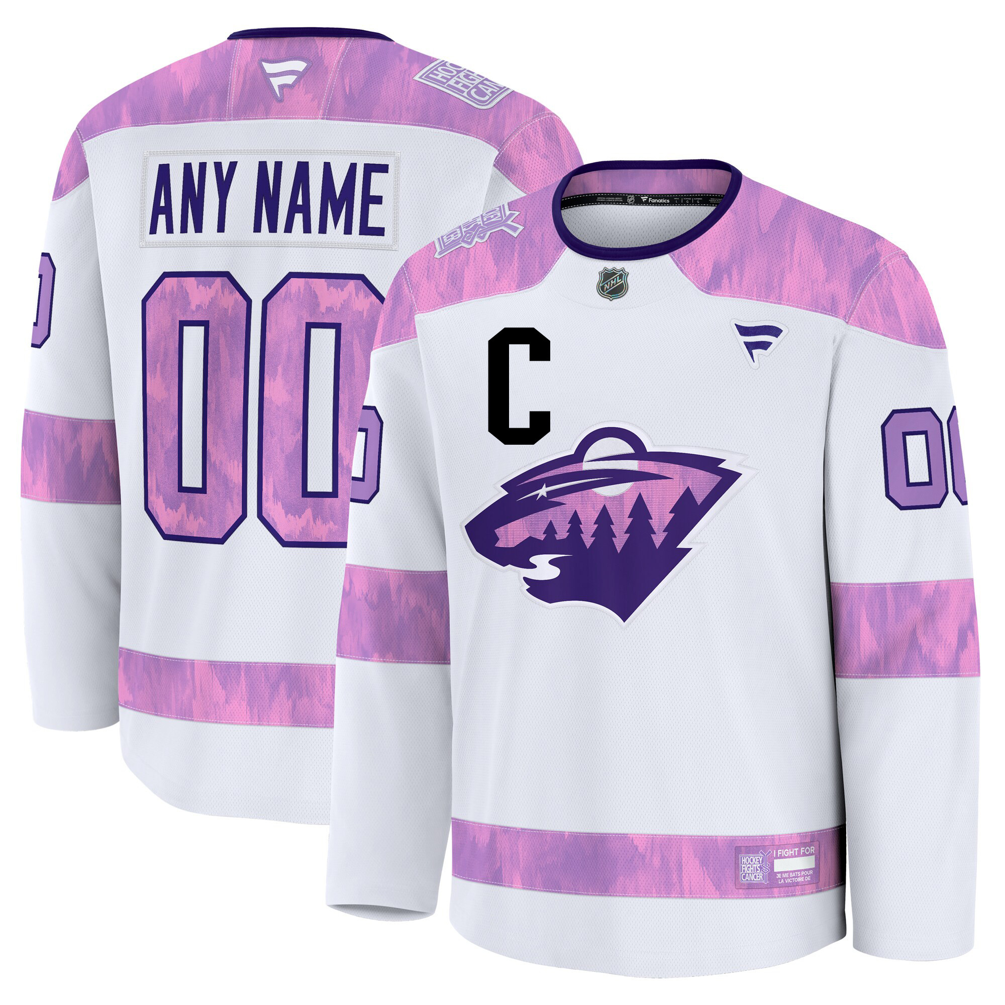 Custom Minnesota Wild White 2024 Hockey Fights Cancer Jersey Gifts For Husband-1