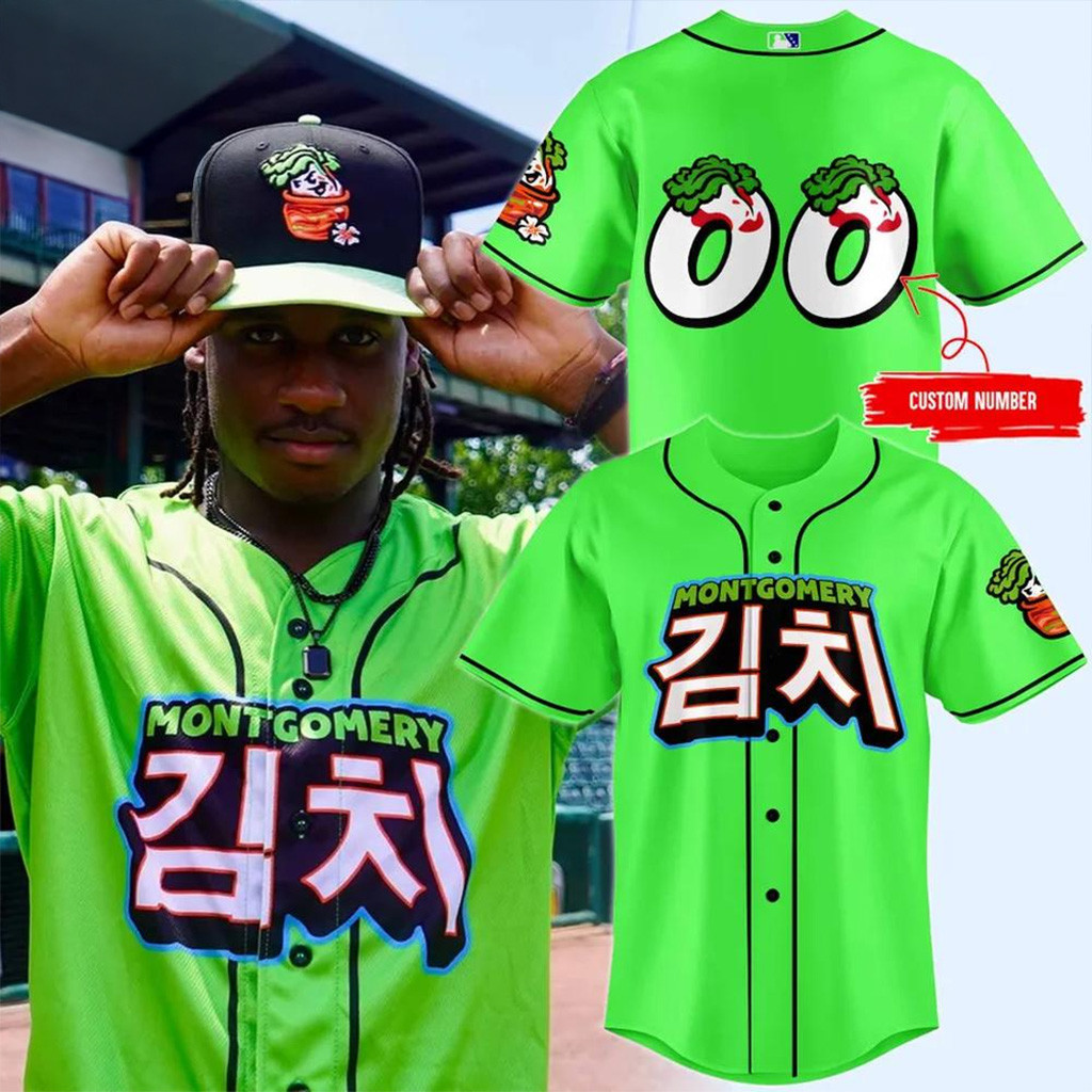 Custom Montgomery Biscuits Kimchi Korean Heritage Night Baseball Jersey Biscuits Merch-1