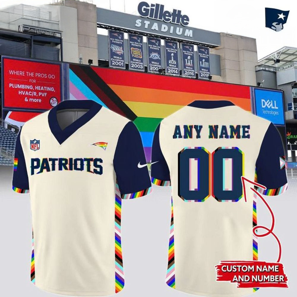Custom New England Patriots NFL Pride Night 2025 Football Jersey First Fathers Day Gift-1 Custom New England Patriots NFL Pride Night 2025 Football Jersey First Fathers Day Gift-1