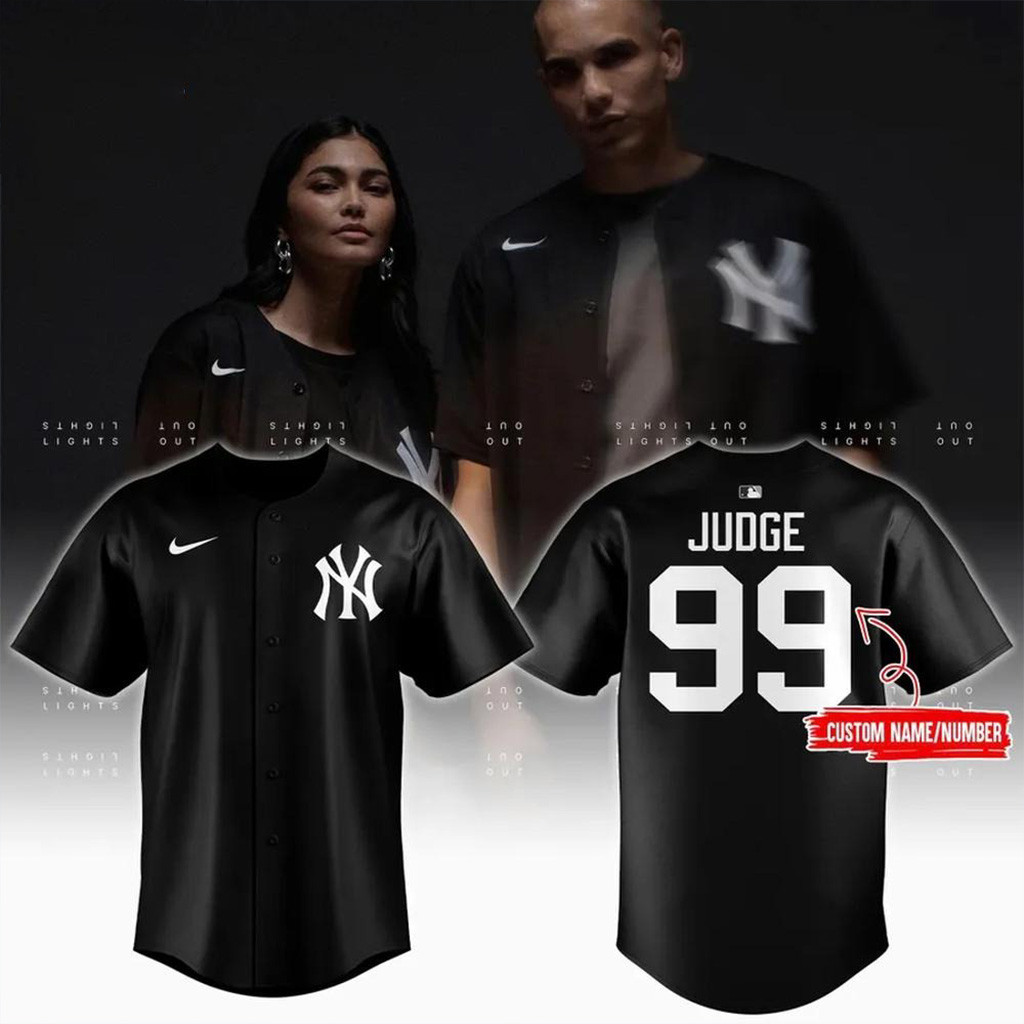 Custom New York Yankees X Aaron Judge Black Lights Out Replica Baseball Jersey Fans Gifts-1 Custom New York Yankees X Aaron Judge Black Lights Out Replica Baseball Jersey Fans Gifts-1