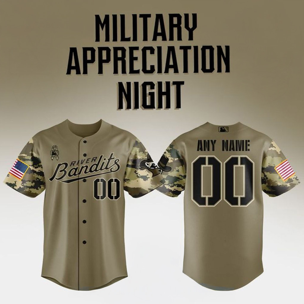 Custom Quad Cities River Bandits Military Appreciation Night 2025 Baseball Jersey MLB Merch-1