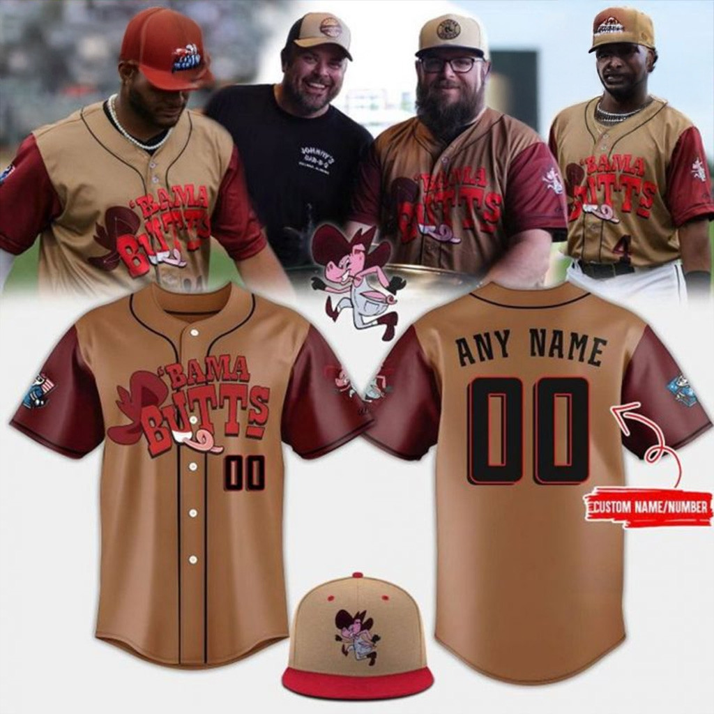 Custom Rocket City Trash Pandas Bama Butts Day Baseball Jersey 2025 Bama Butts Merch-1