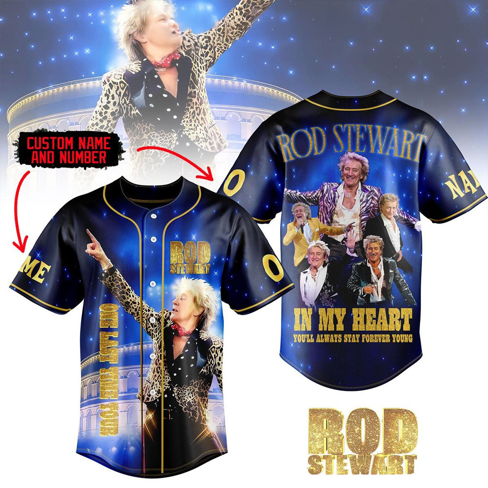 Custom Rod Stewart In My Heart You'll Always Stay Forever Young Baseball Jersey Dad Gifts-1