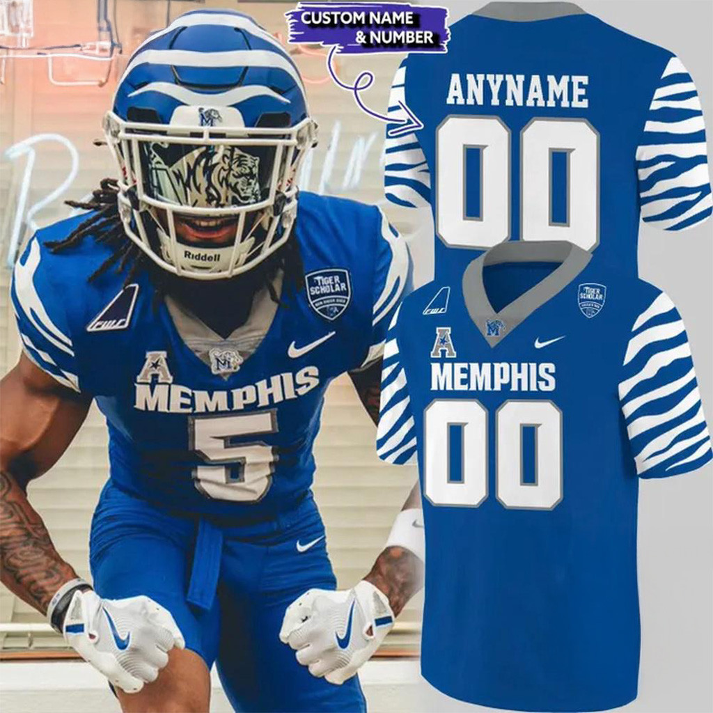 Custom Royal Memphis Tigers Football Gameday 2025 Jersey Fan Merch Gift For Brother-1