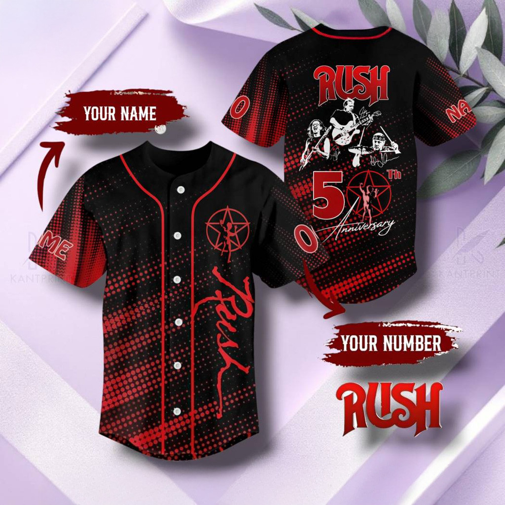 Custom Rush 50th Anniversary Signatures Baseball Jersey Gifts For Music Fans-1