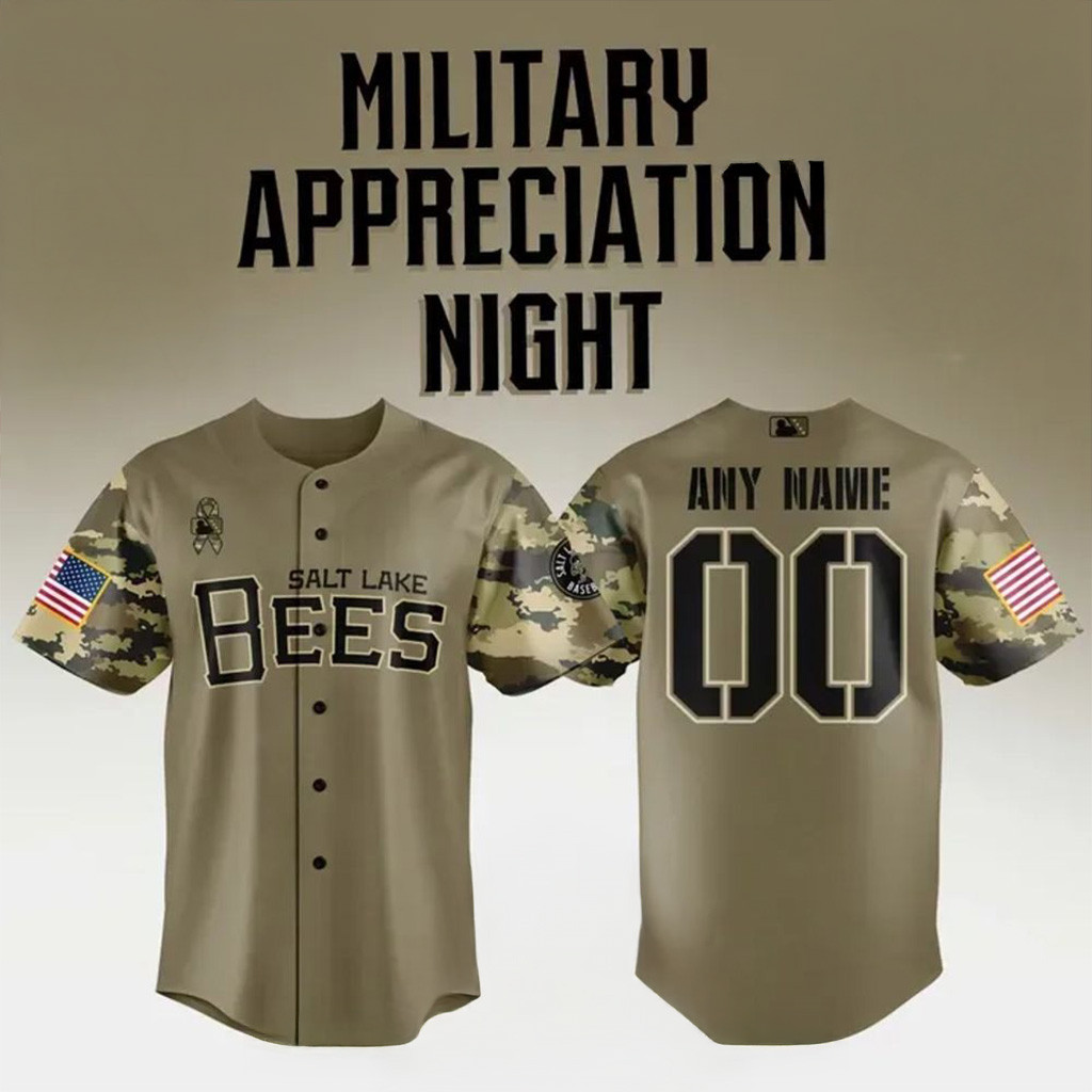 Custom Salt Lake Bees Military Appreciation Night 2025 Baseball Jersey Bees Merch Fans Gift-1 Custom Salt Lake Bees Military Appreciation Night 2025 Baseball Jersey Bees Merch Fans Gift-1