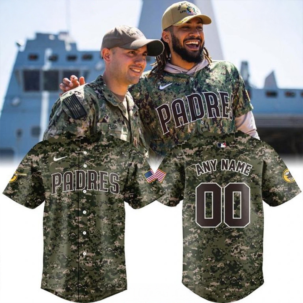 Custom San Diego Padres Military Appreciation 2025 Camo Jersey San Diego Padres Merch For Fans-1