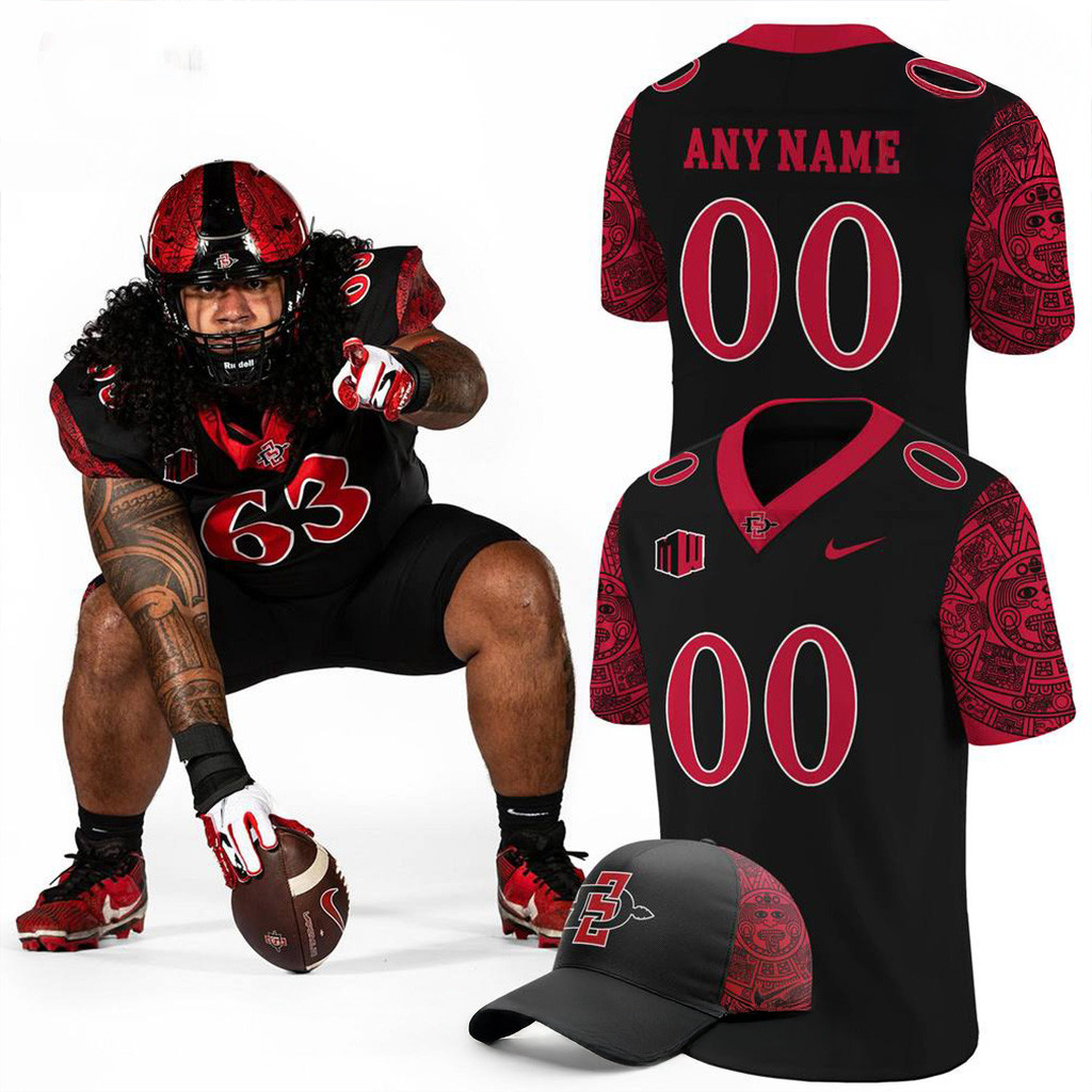 Custom San Diego State Football Jersey Black Fan Merch Football Lovers Gifts-1