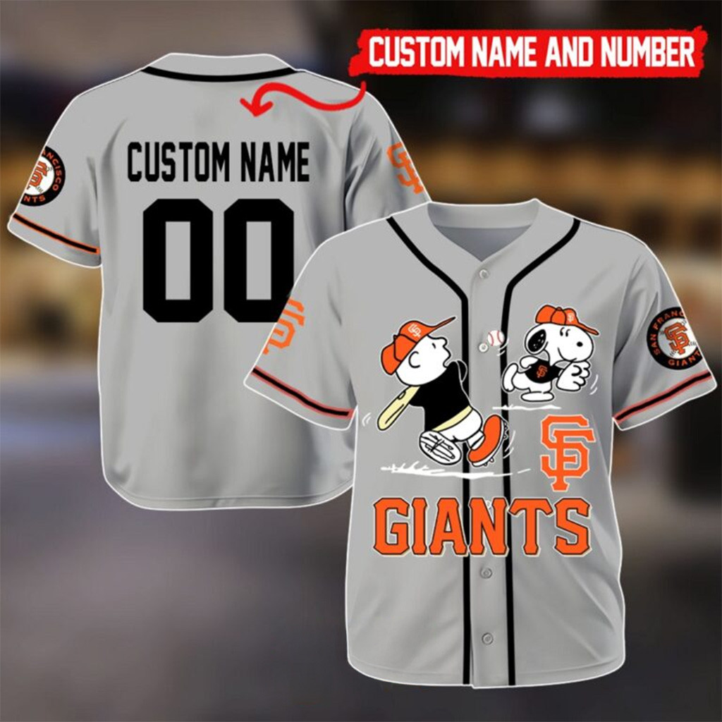 Custom San Francisco Giants Peanuts Snoopy Playing Baseball Jersey Giants Merch Fans Gifts-1