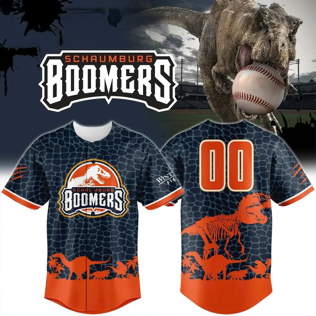 Custom Schaumburg Boomers Jurassic Ballpark Baseball Jersey Boomers Merch Him Gifts-1