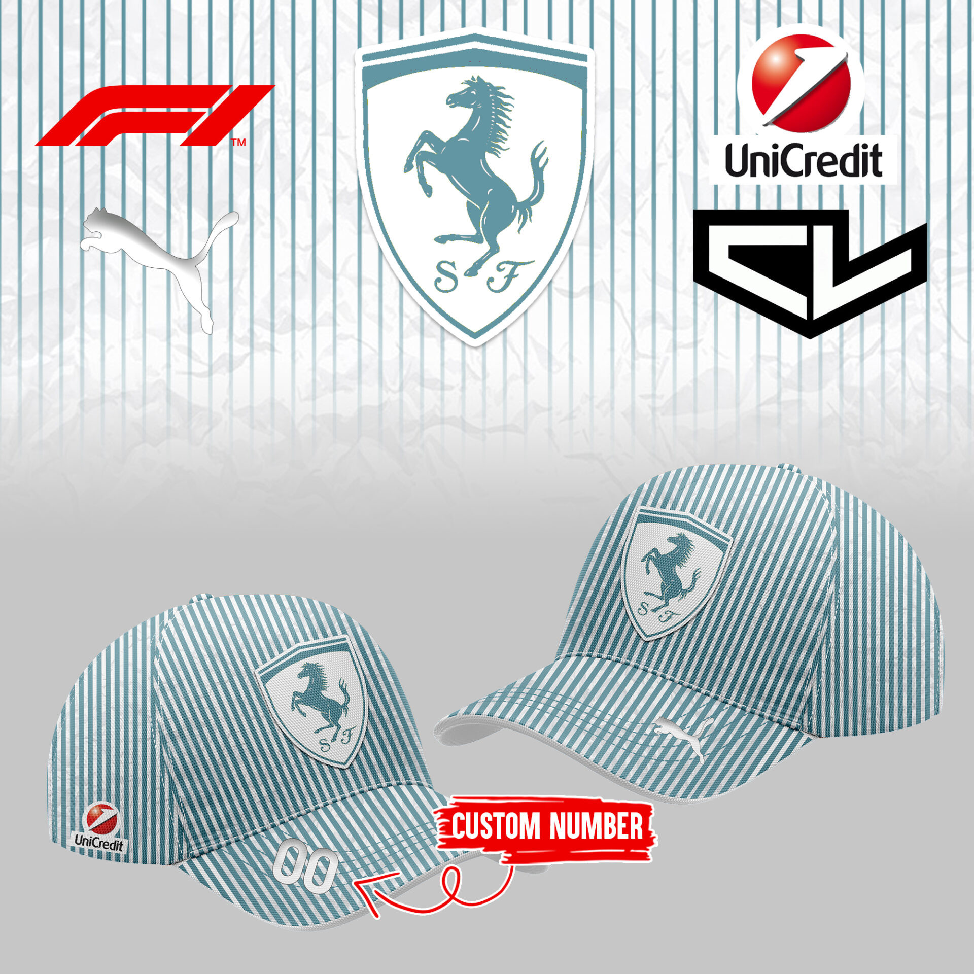 Custom Scuderia Ferrari Merch Monaco Hat Blue Stripe Best Gift Ideas For F1 Fans-1