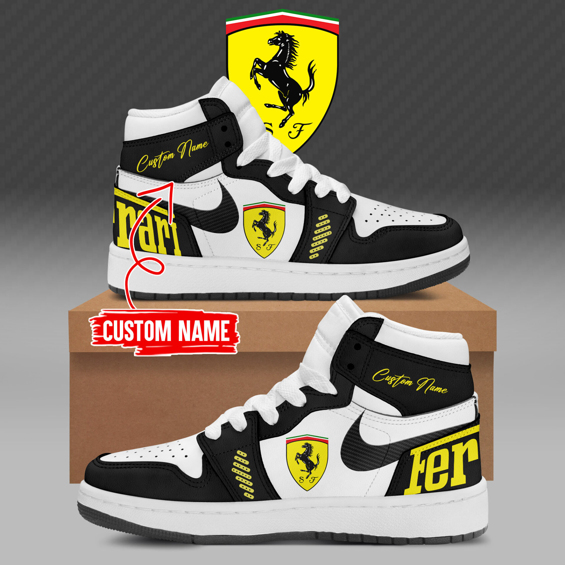 Custom Scuderia Ferrari Monza Merch AJ Shoes Sneakers 2025 Present For Formula 1 Fans-1