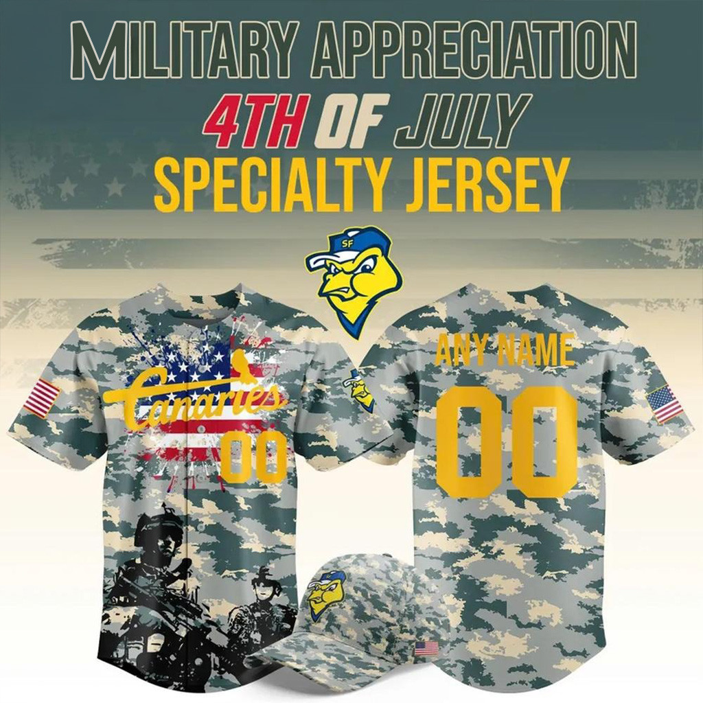 Custom Sioux Falls Canaries Military Appreciation Night Baseball Jersey Gifts For Dad-1