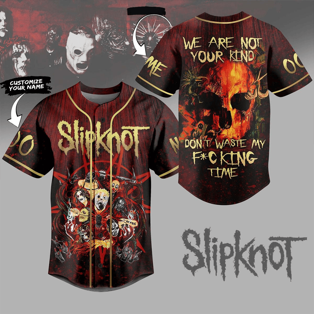 Custom Slipknot We Are Your Kind Don't Waste My Fucking Time Baseball Jersey Slipknot Merch-1