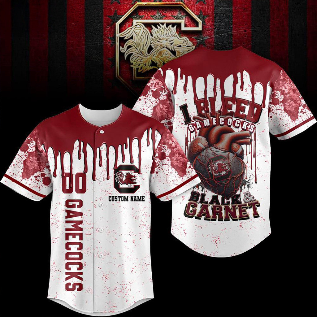 Custom South Carolina Gamecocks NCAA I Bleed Baseball Jersey Gamecocks Merch Gift For Him-1