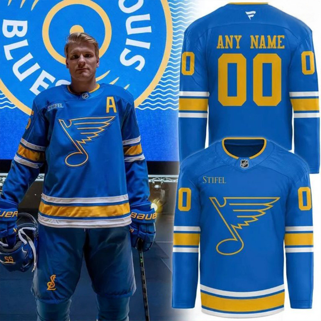 Custom St Louis Blues New 2025 Blue Hockey Jersey St Louis Blues Merch Gifts For Dad-1