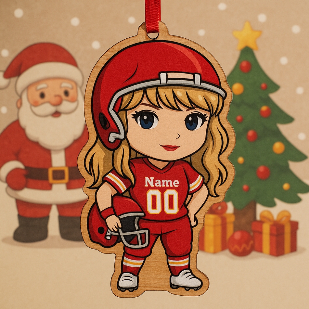 Custom Taylor Swift Christmas Wooden Christmas Ornament Kansas City Chiefs Cool Swiffties Gift-1
