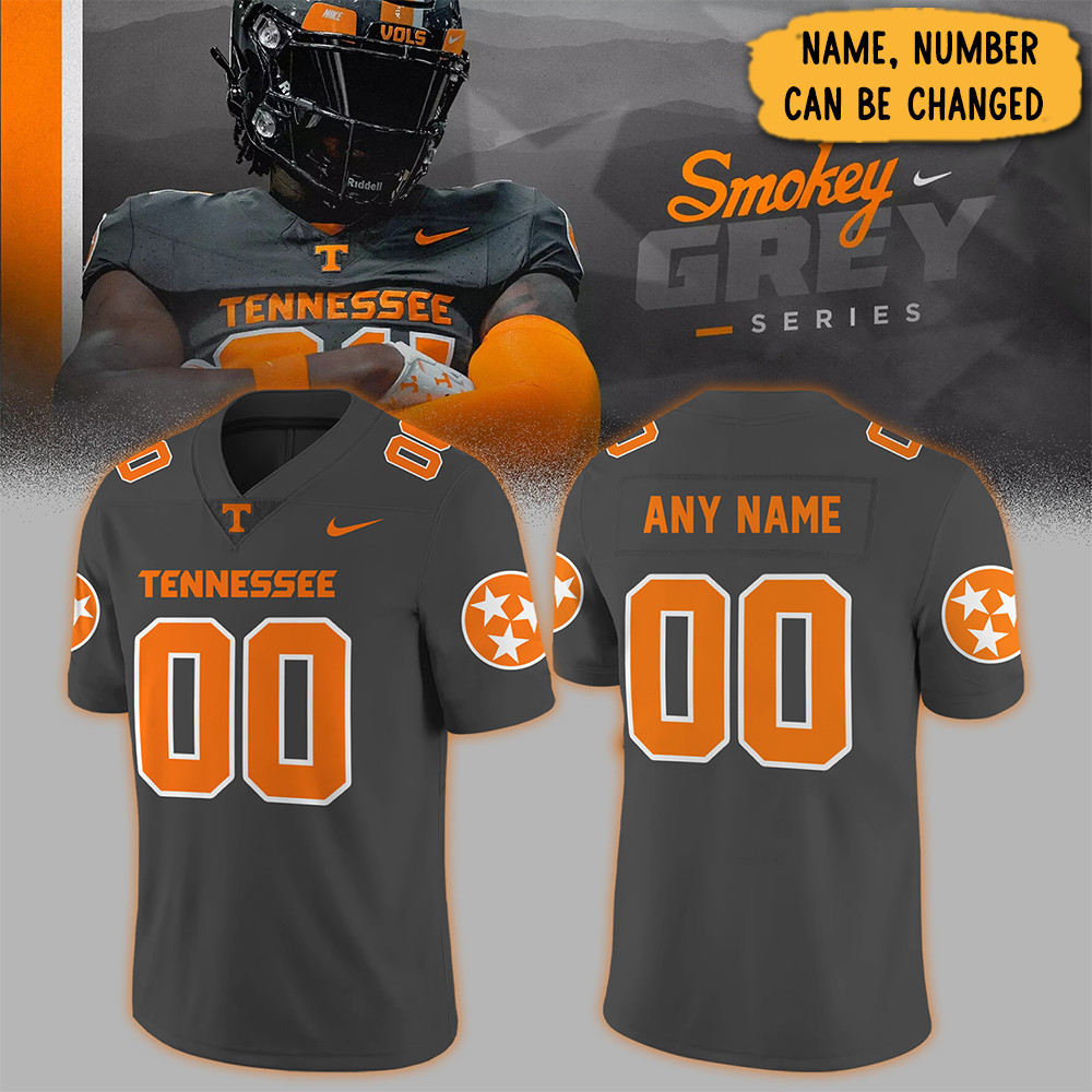 Custom Tennessee Football 2024 'Smokey Grey' Series Limited Jersey Best Gifts For Football Fans-1