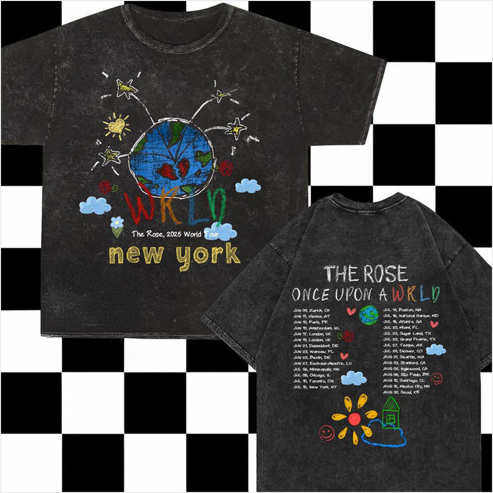 Custom The Rose Once Upon AWRLD Tour Mineral Washed T-shirt The Rose 2025 World Tour shirt-1