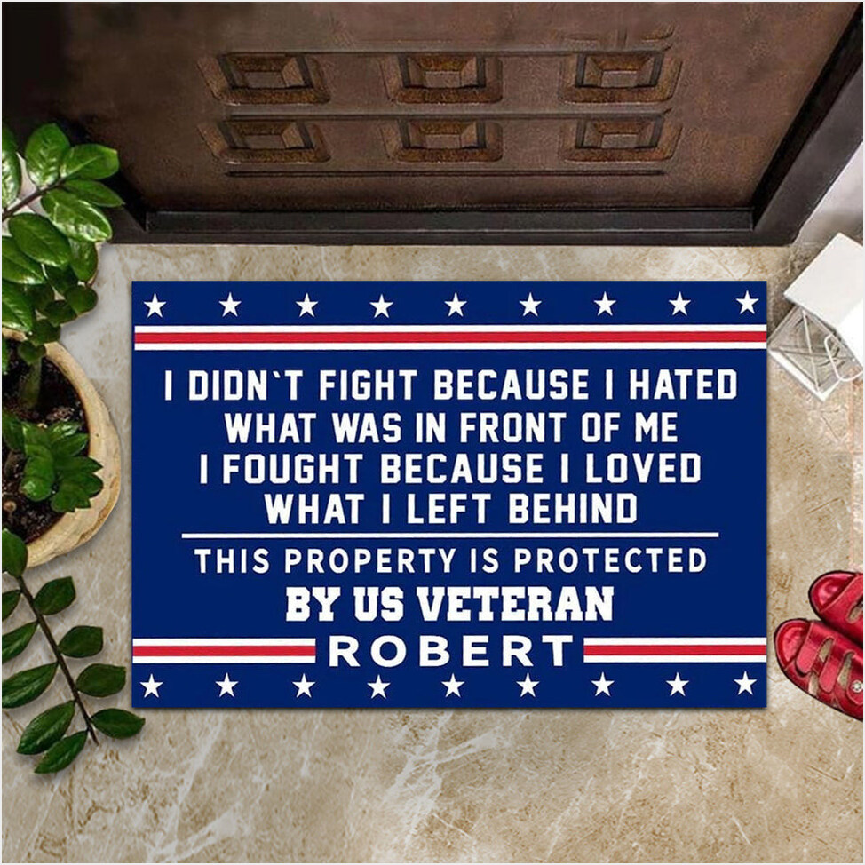 Custom This Property Is Protected By US Veteran Doormat Front Door Mat Gifts For Veterans-1