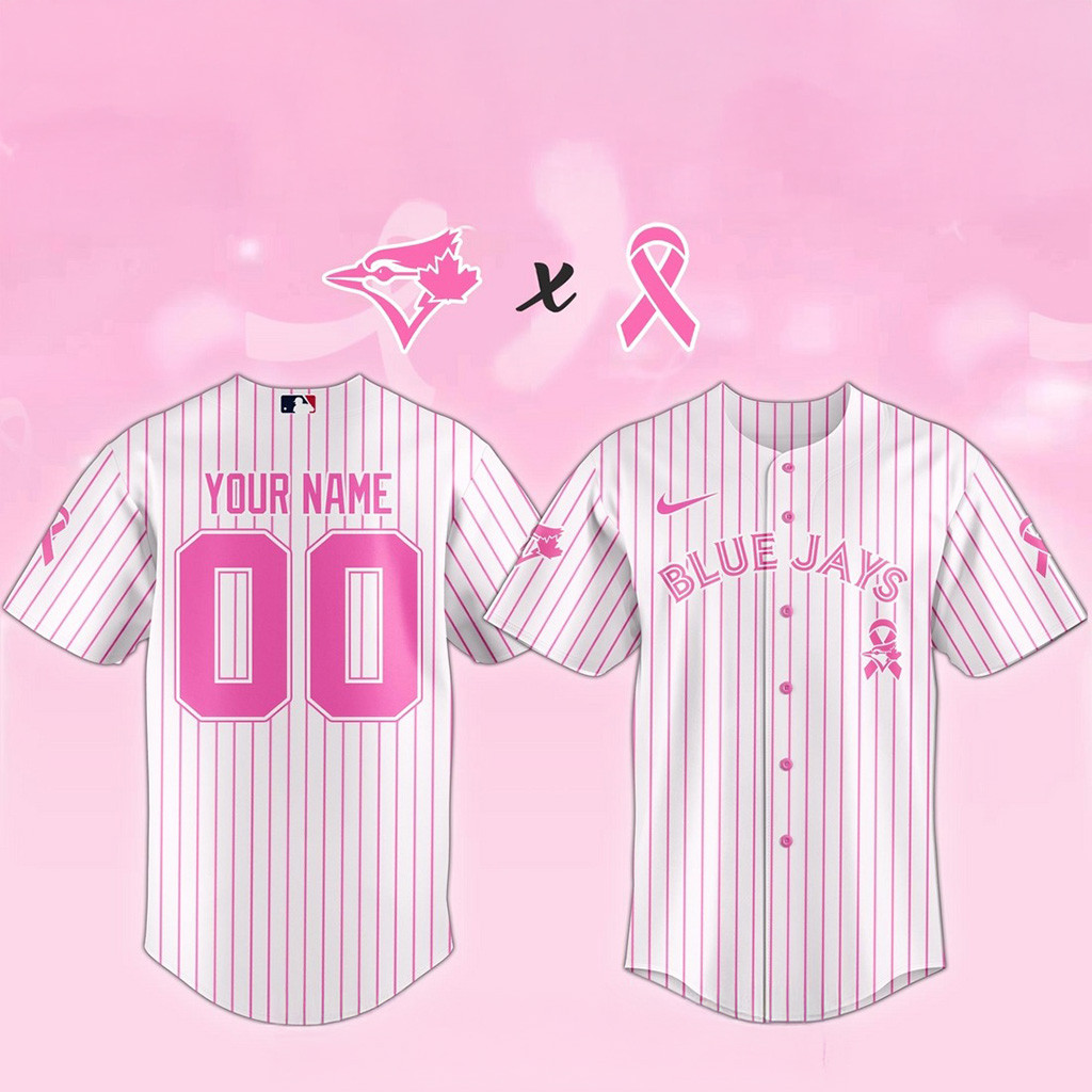 Custom Toronto Blue Jays MLB X Breast Cancer Awareness Game Night Baseball Jersey Jays Merch-1