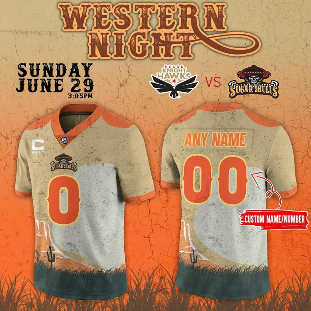 Custom Tucson Sugar Skulls 2025 Western Night Football Jersey Skulls Merch Gifts For Football Fan-1