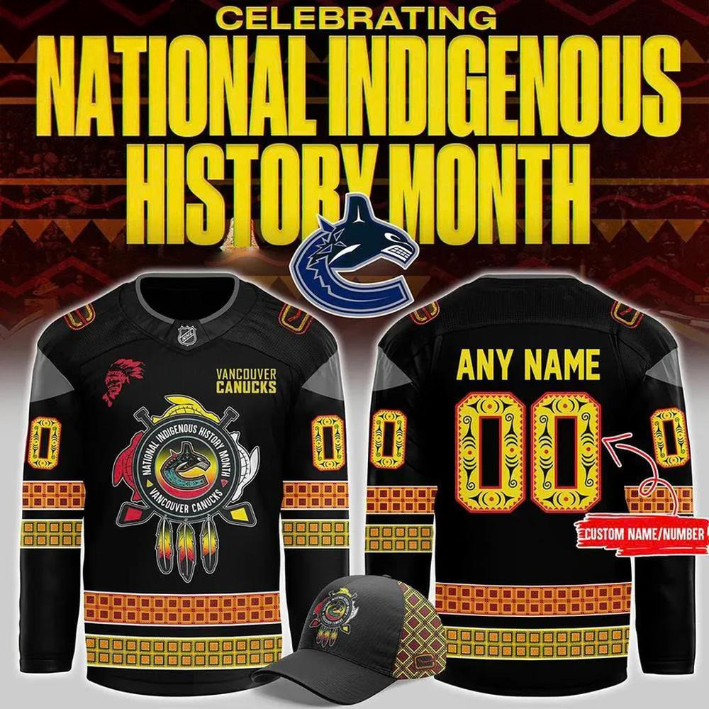Custom Vancouver Canucks National Indigenous History Month Hockey Jersey Great Gifts For Dad-1