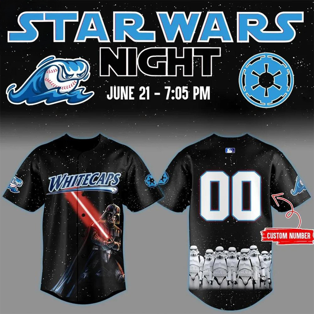Custom West Michigan Whitecaps Star Wars Night Baseball Jersey West Michigan Whitecaps Merch-1