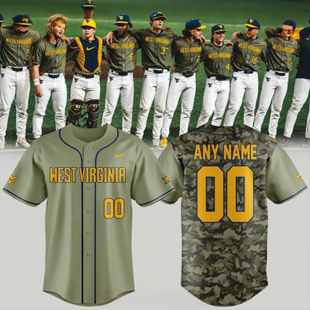 Custom West Virginia Mountaineers 2025 Armed Forces Official Jersey Father's Day Gifts-1