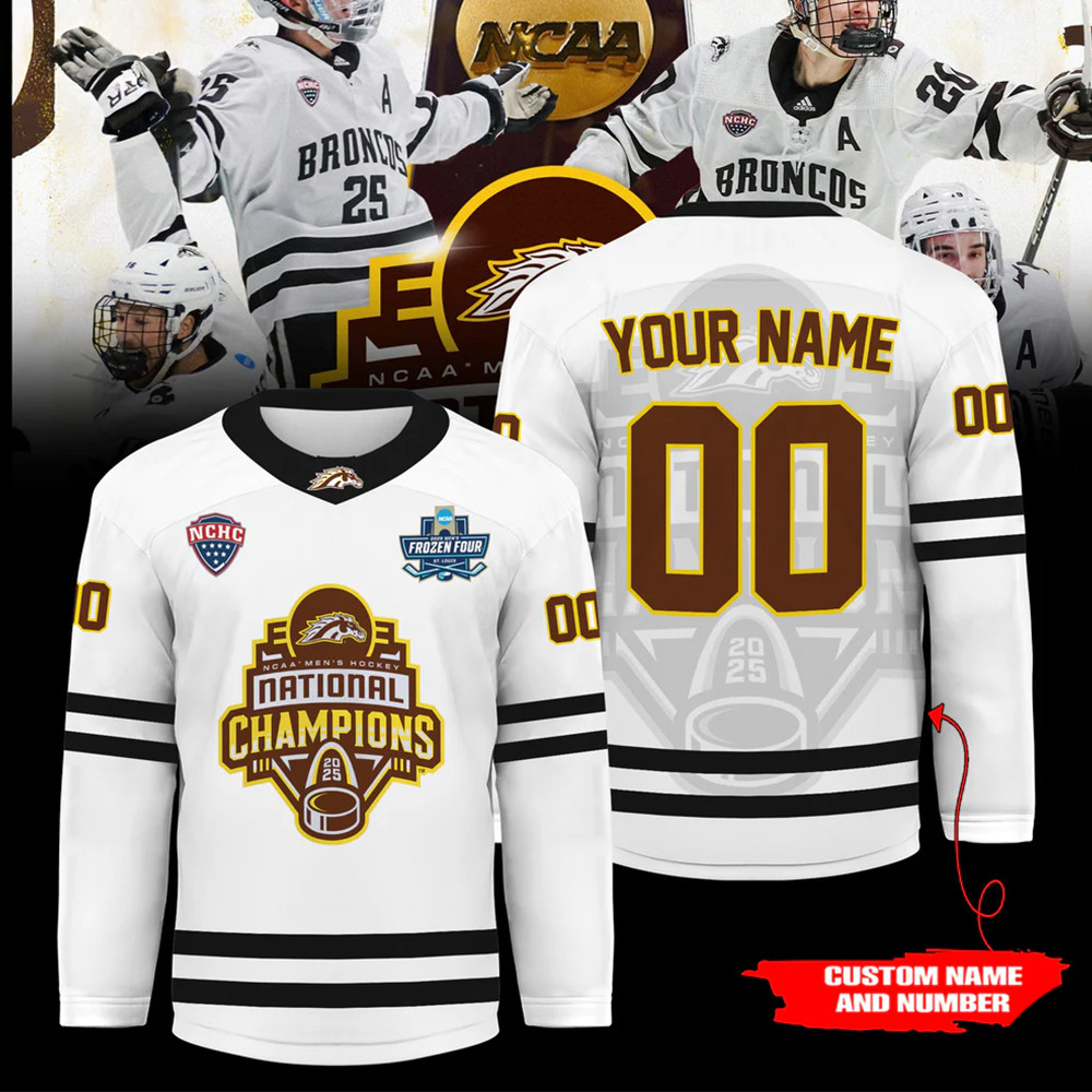 Custom Western Michigan Broncos 2025 NCAA Frozen Four Men's Ice Hockey Hockey Jersey For Fans-1