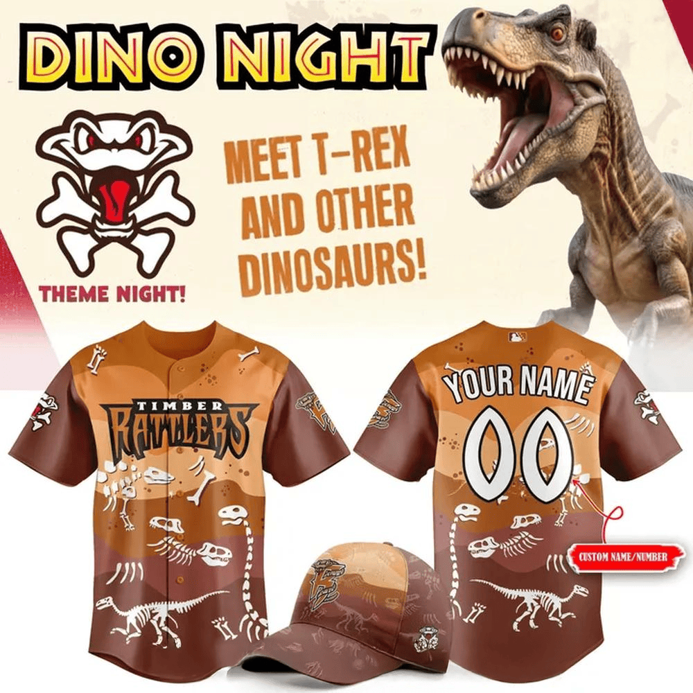 Custom Wisconsin Timber Rattlers x Dino Night 2025 Special Jersey Gift Ideas For Baseball Fans-1